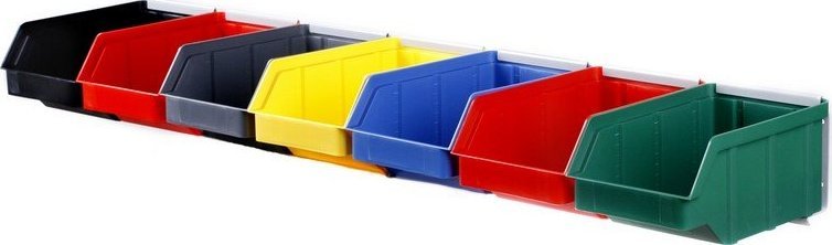 qBox Listwa do zawieszania pojemników warsztatowych, wym. listwy 700 x 80 mm - 7 pojemników (Listwa z pojemnikami)