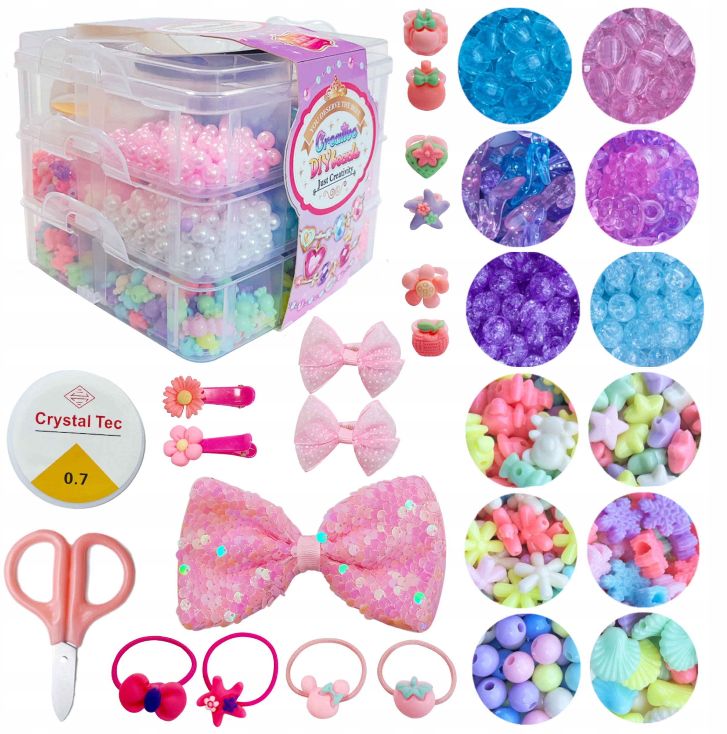 Kreatywny zestaw koralików do tworzenia biżuterii żyłki walizka N114-3