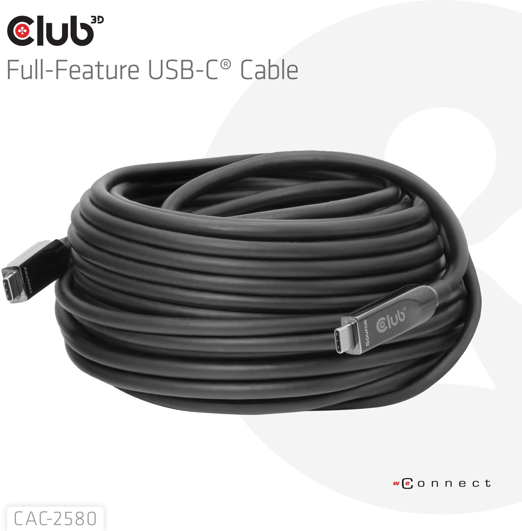 Kabel USB Club 3D USB-C - USB-C 15 m Czarny (CAC-2580)