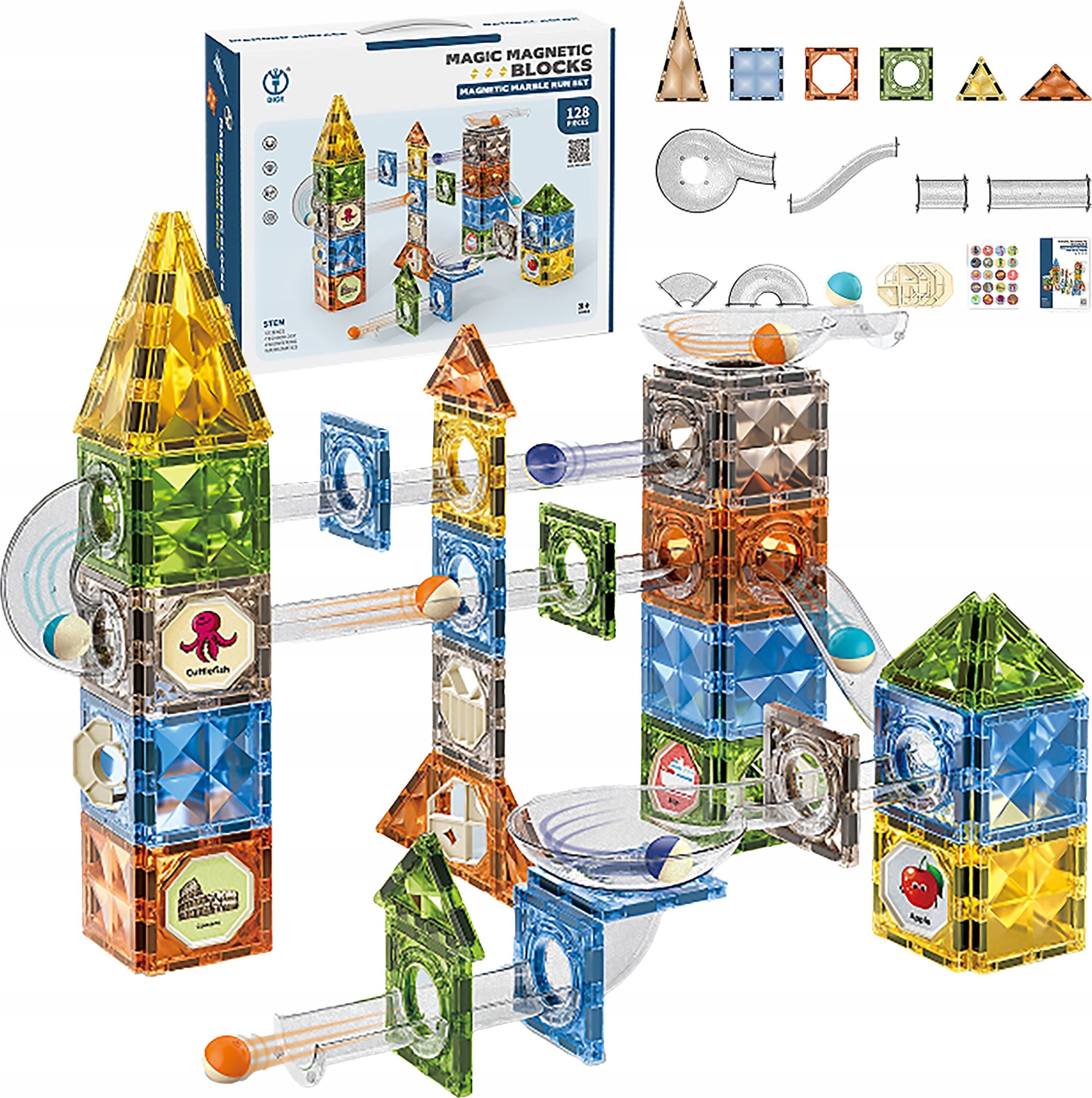 Klocki Magnetyczne Konstrukcyjne TOR KULKOWY 128 El. Kulodrom