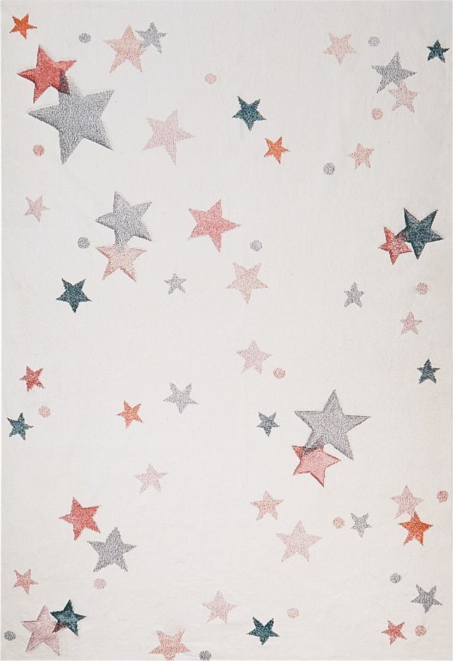 Beliani Dywan dziecięcy bawełniany w gwiazdki 140 x 200 cm biały ALPOUD
