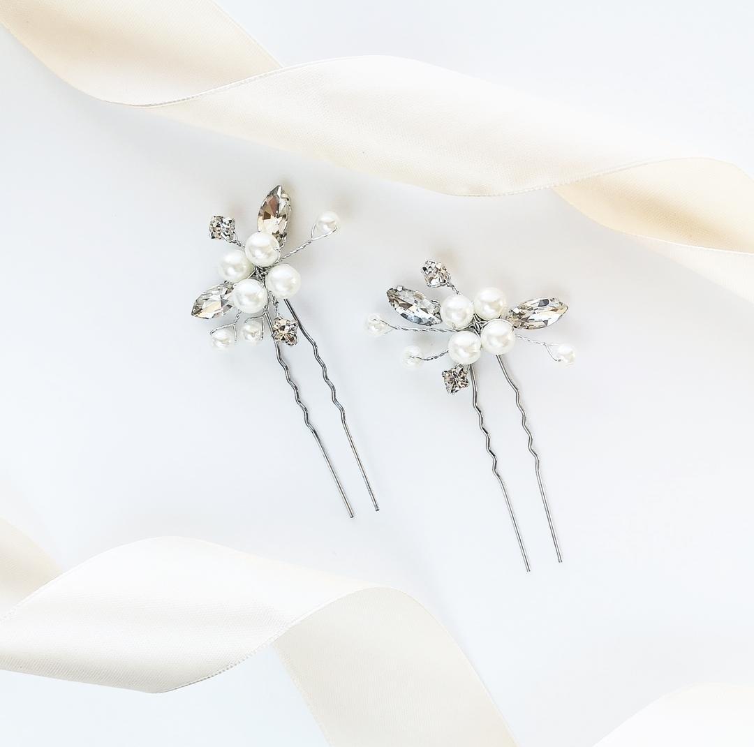 KOKONET Zestaw kokówek ślubnych do fryzury wsuwki srebrne