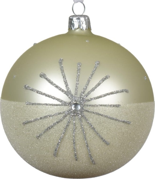 Kaemingk Szklana bombka choinkowa 10cm Złota brokatowa dekoracyjna