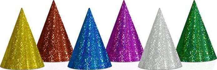 Party Deco Czapeczka urodzinowa, holograficzna, mix, 16 cm, 20 szt. uniwersalny