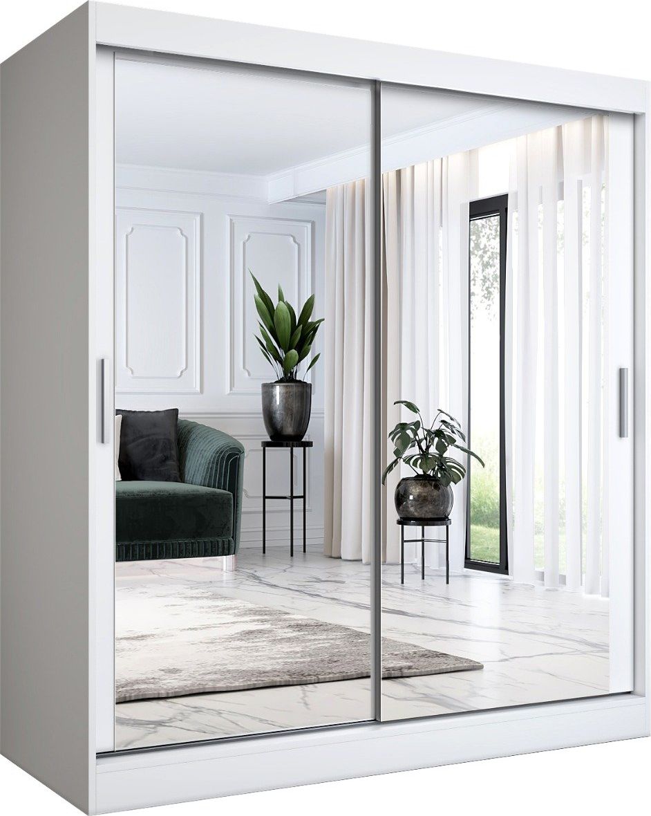 MKPOL Szafa przesuwna MODUO COMFORT 180 biała mat z dwoma lustrami