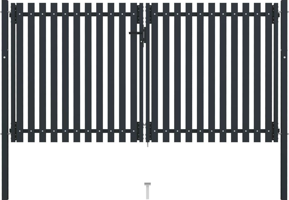 vidaXL Dwuskrzydłowa brama ogrodzeniowa, stal, 306x200 cm, antracytowa