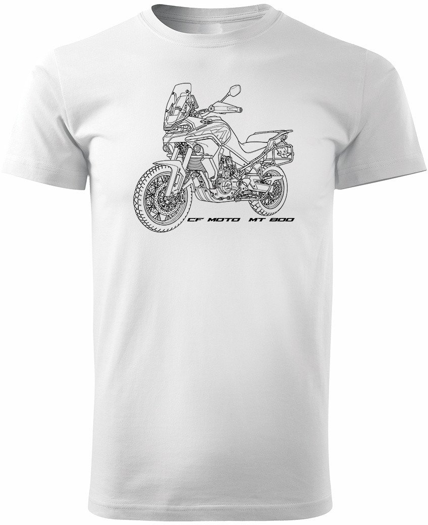 Koszulka motocyklowa z motocyklem turystycznym CF MOTO MT 800 męska biała S