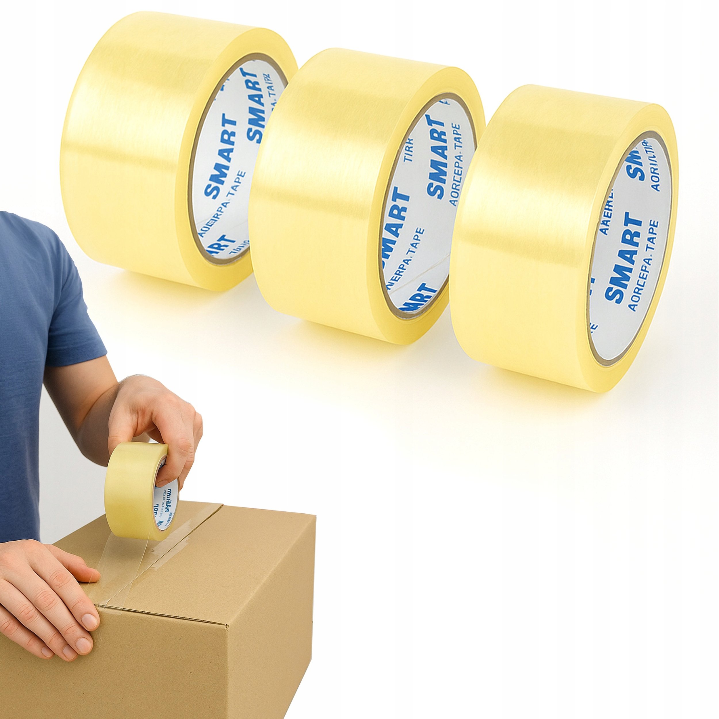 3PAK Taśma Pakowa Przezroczysta Bezbarwna Akrylowa 48mm/50y SMART Zestaw