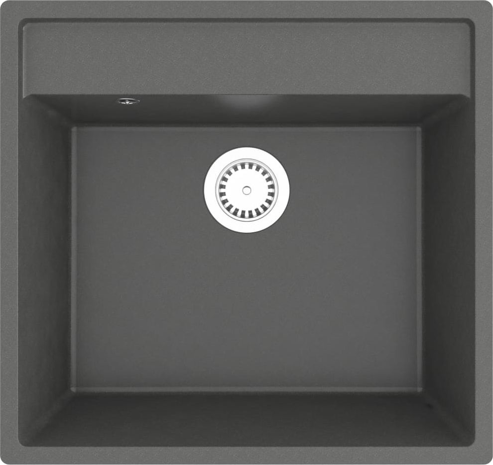 Zlewozmywak vidaXL kuchenny z otworem przelewowym, szary, granitowy