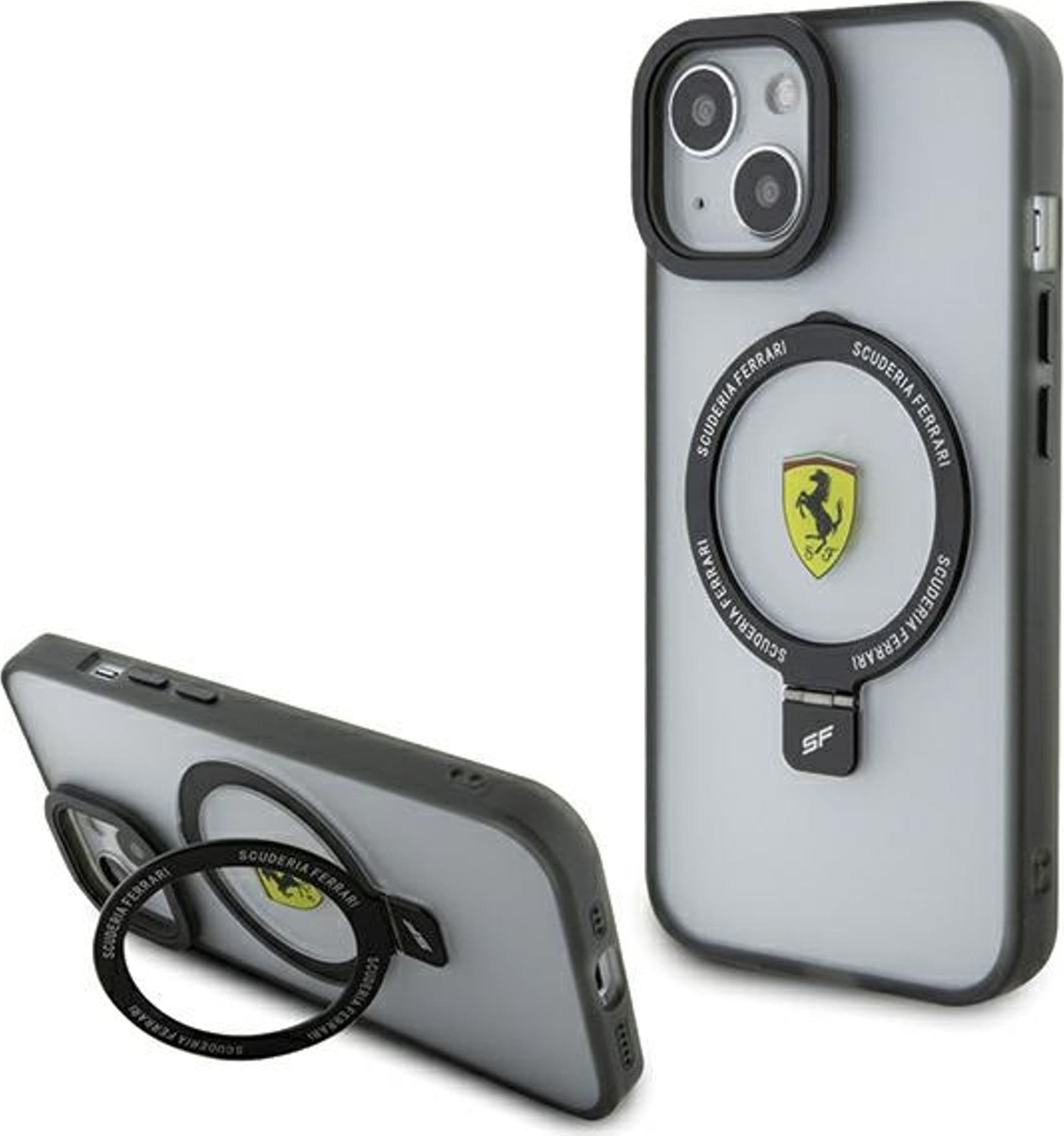 Ferrari Ferrari FEHMP15SUSCAH iPhone 15 / 14 / 13 6.1" transparent hardcase Ring Stand 2023 Collection MagSafe