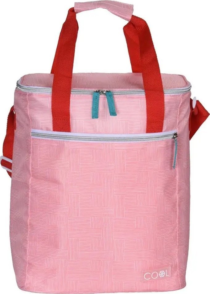 Excellent Houseware Torba termoizolacyjna z paskiem, 16 L, różowa z printem