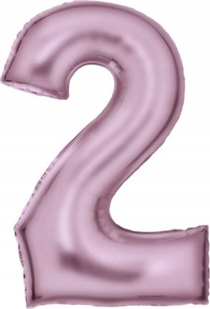 AMSCAN Balon foliowy cyfra 2 satynowy pastelowy róż 86cm spakowany 9917324