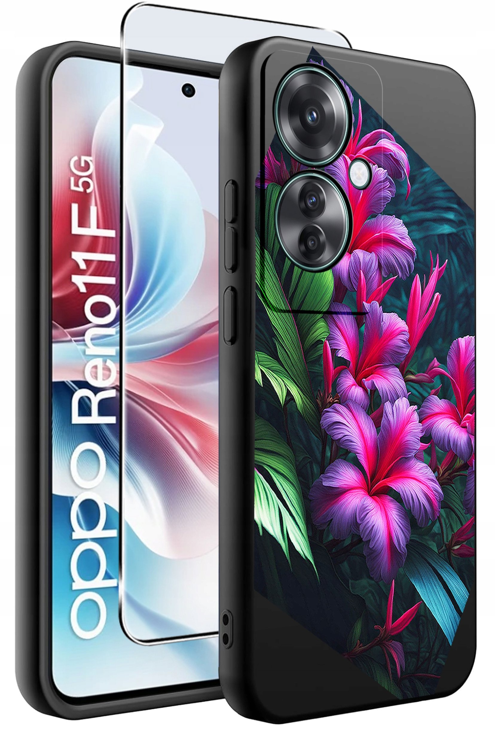 krainaGSM ETUI do Oppo Reno11 F 5G wzory SILIKONOWE MATT CASE + SZKŁO HARTOWANE 9H