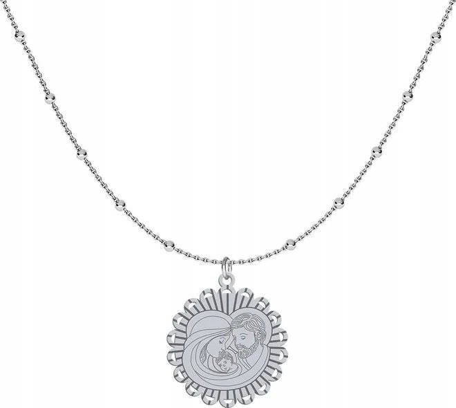 Radziszewska Jewellery Naszyjnik Srebrny Święta Rodzina Medalik Prezent 925 Biżuteria GRAWER