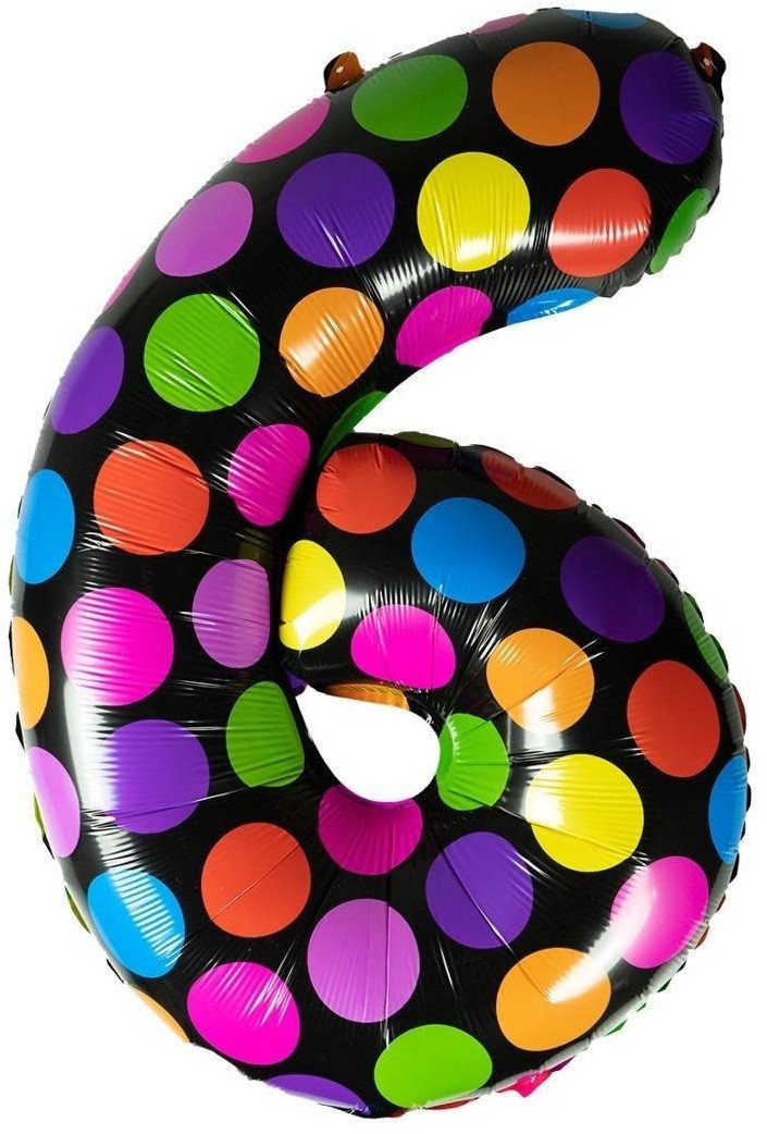 Balon foliowy cyferka 6 w kropki