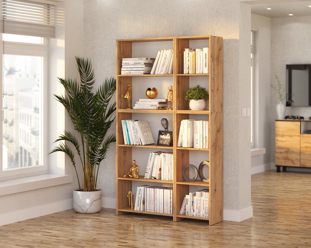 Regał Drewniany Na Książki 110cm Dąb Sonoma Słupek Na Zabawki Segregatory