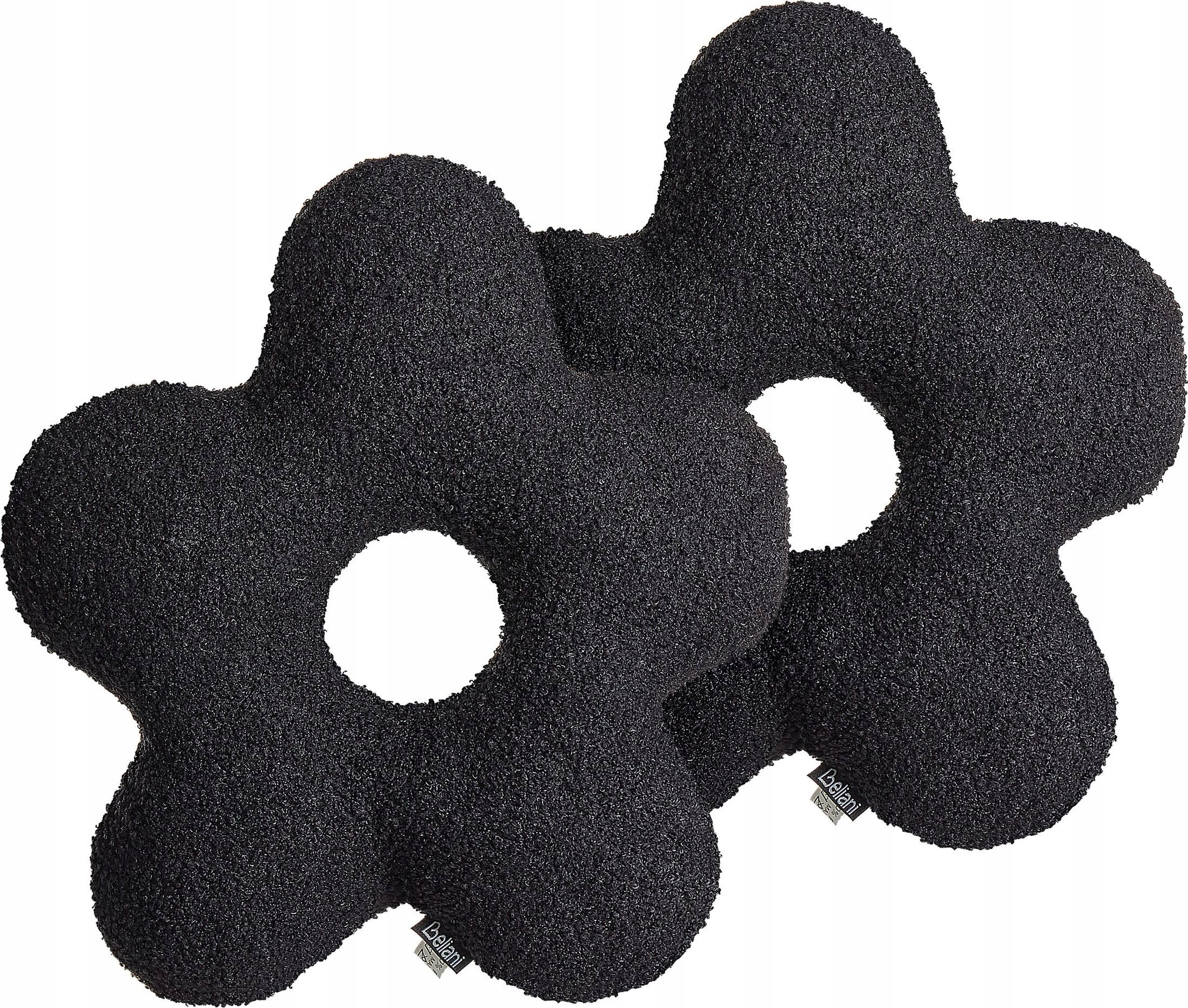 Beliani 2 poduszki dekoracyjne teddy 40 x 40 cm czarne CAMPONULA