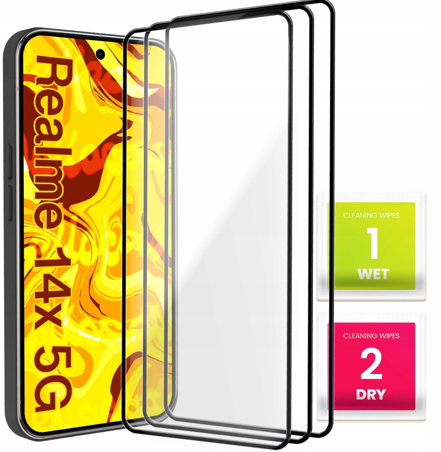 3-PAK Szkło Hartowane Do Realme 14x 5G / C75 (Pełne, 5D, Szybka, 9H)