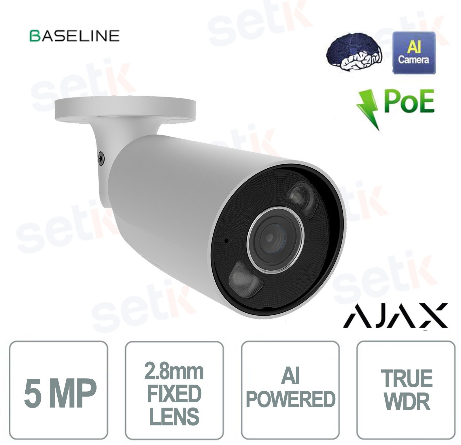 Ajax Kamera HL - tuba BulletCam (5 Mp/2.8 mm) (8EU) - biały