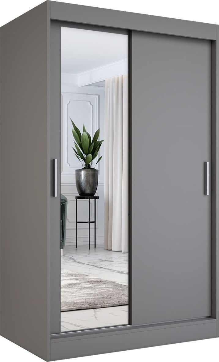 MKPOL Szafa przesuwna MODUO COMFORT 120 antracyt z lustrem po lewej