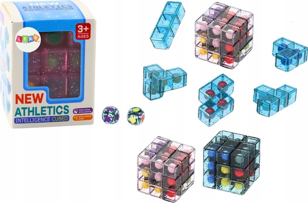 LeanToys Klocki Logiczne Puzzle Układanka Kostka Gra Różowa