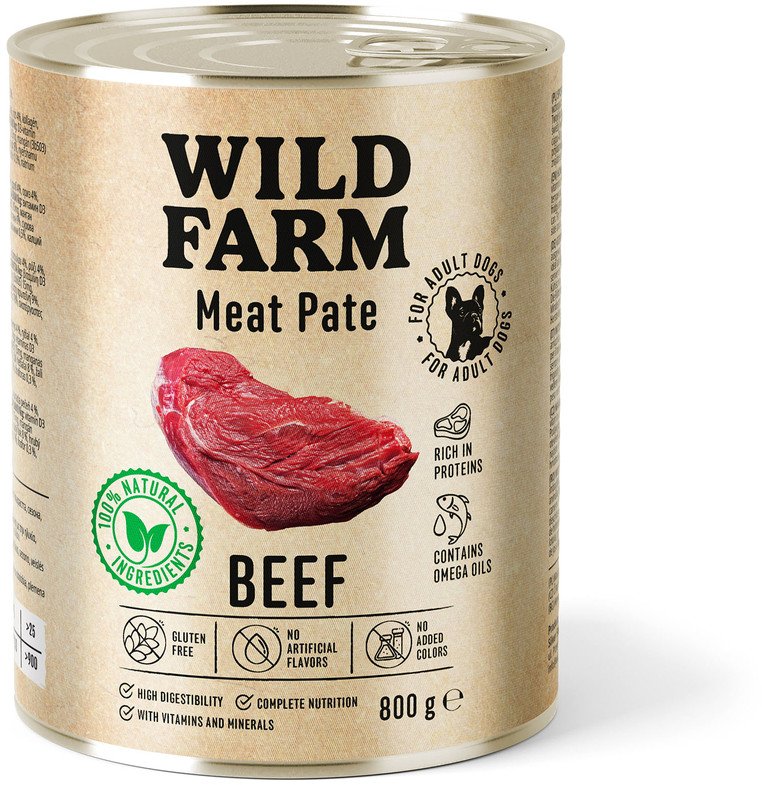 WILD FARM Pate Beef 800g bezglutenowa karma dla psa