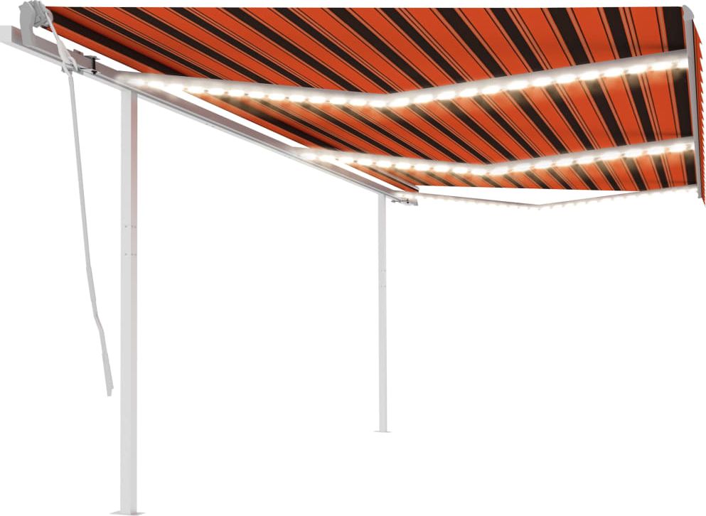 vidaXL Ręcznie zwijana markiza z LED, 6x3 m, pomarańczowo-brązowa