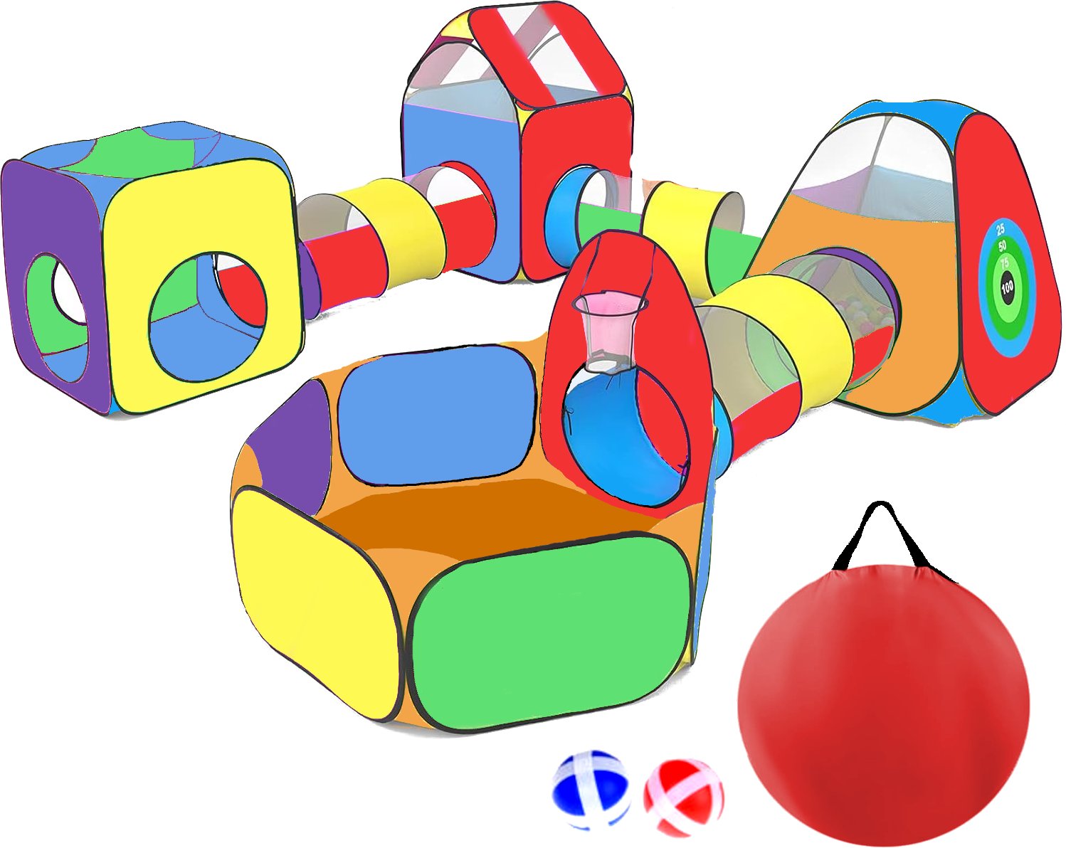 NAMIOT Z TUNELAMI DLA DZIECI SUCHY BASEN DOMEK KOSZYKÓWKA ZESTAW XXL 7w1
