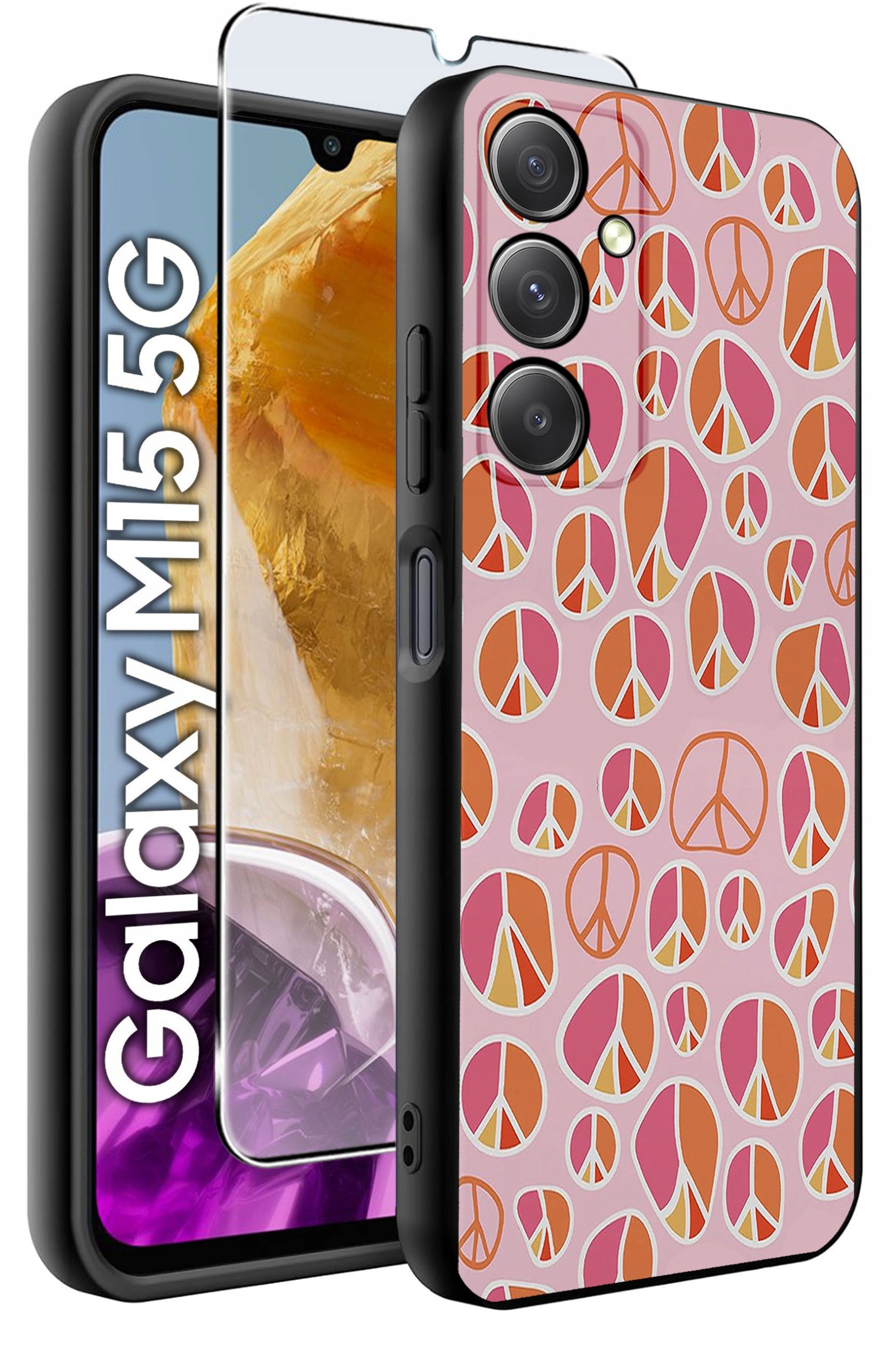 ETUI do Samsung M15 5G WZORY | SILIKONOWE MATT CASE + SZKŁO HARTOWANE 9H