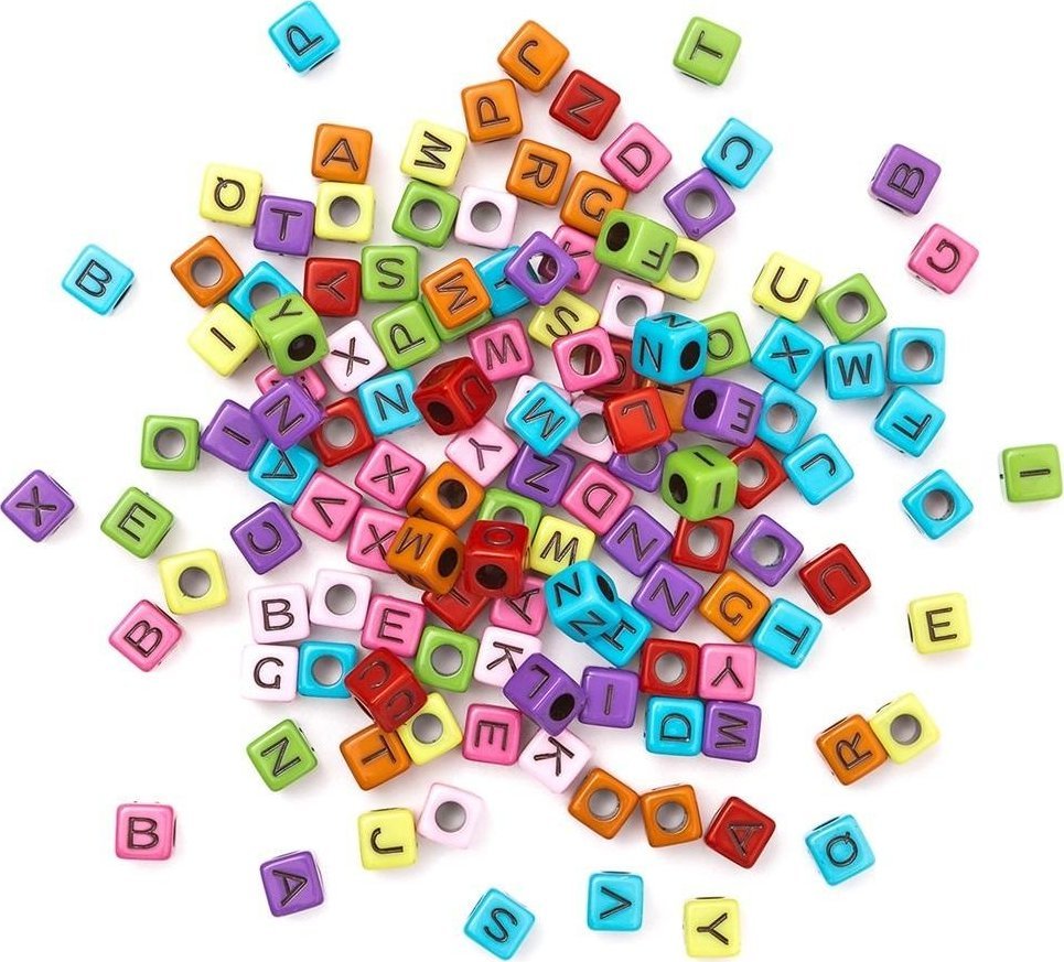 Koraliki literki czarne na kolorowej bazie 30g