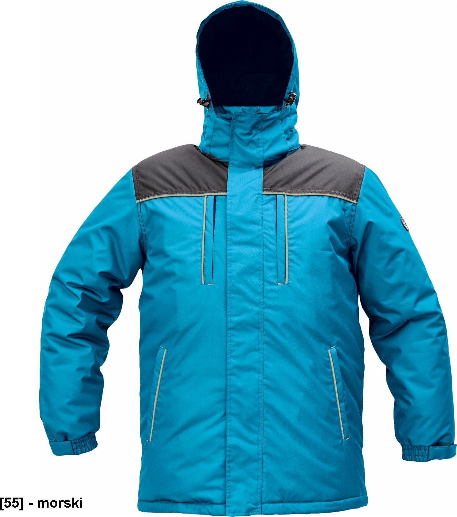 CERVA CREMORNE parka - męska zimowa parka, stały kaptur, przedłużony tył, 100% poliester - morski 3XL