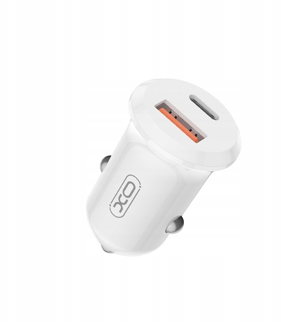 XO ładowarka samochodowa CC69 PD 30W QC 1x USB 1x USB-C biała