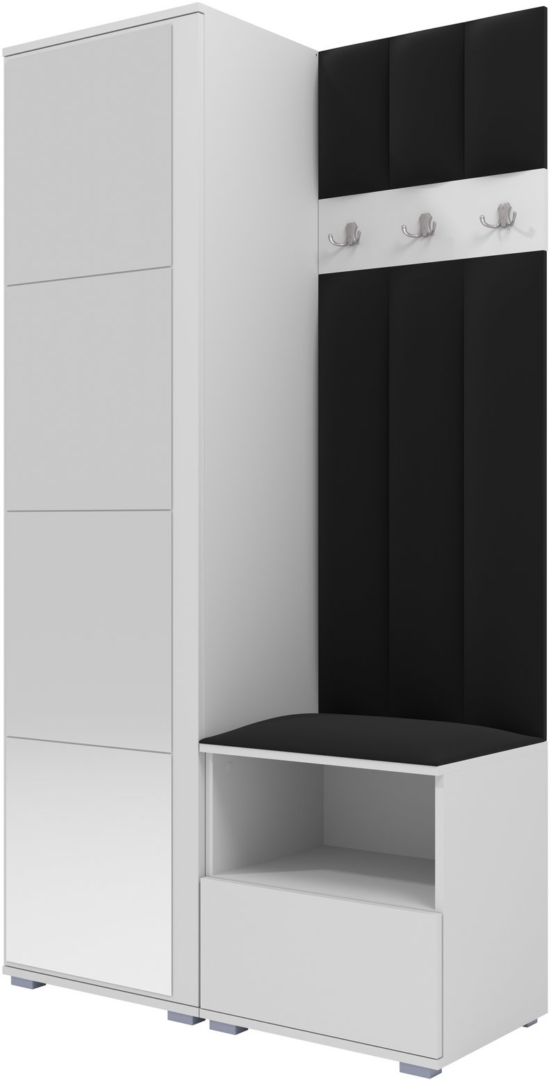 Tapicerowana garderoba Nela I LUX z lustrem - kolor biały + tkanina Trinity 16