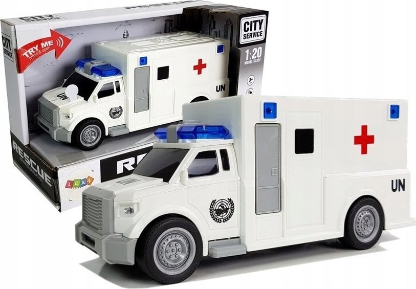 LeanToys Auto Ambulans z napędem Karetka Pogotowia 1:20 z dźwiękiem LEAN Toys