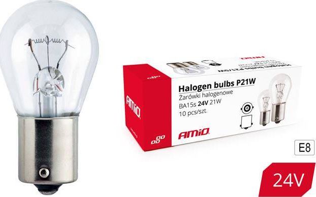 AMiO Żarówki halogenowe P21W BA15s 24V 10szt. (E8)