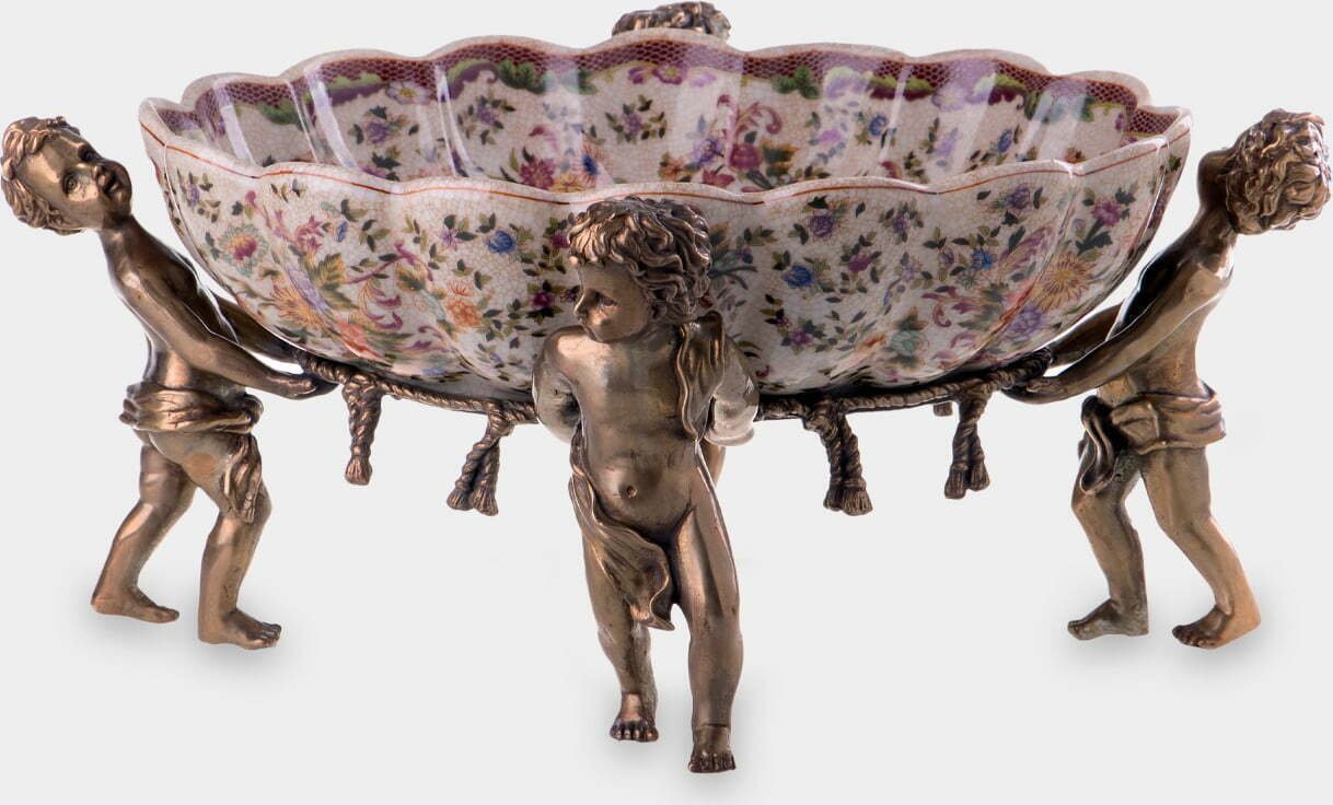 rzezbyzbrazu Porcelanowa Misa z Aniołkami i Kwiatami