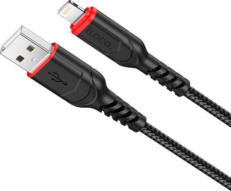 Kabel USB Hoco USB-A - Lightning 1 m Czarno-czerwony (6931474744869)