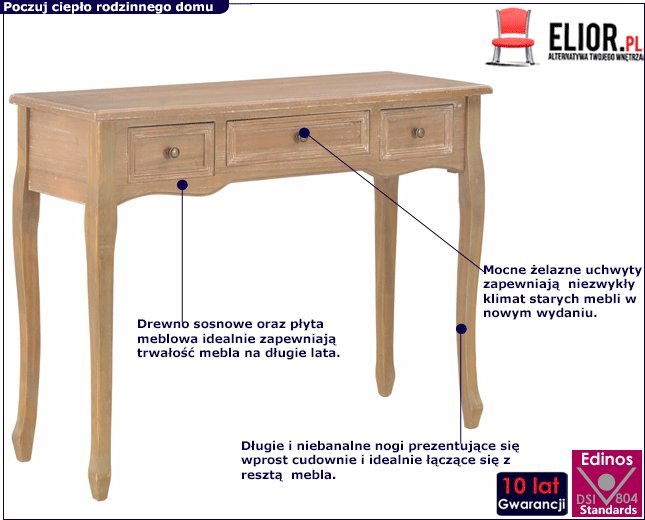 Elior Brązowy stolik szufladami - Protea