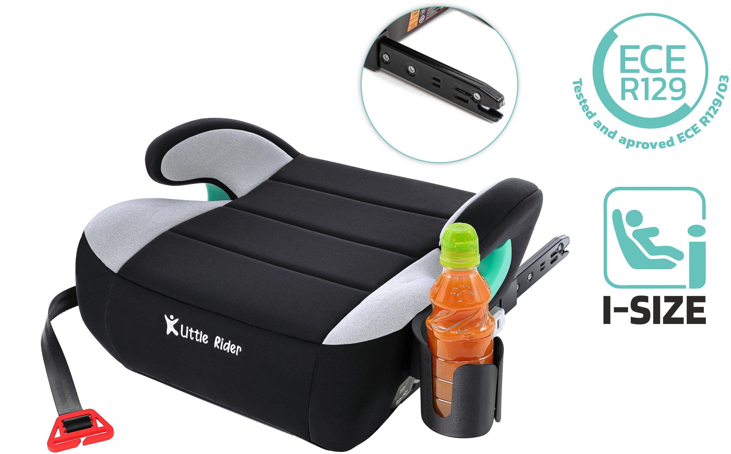 Fotelik samochodowy Monroe FOTELIK SAMOCHODOWY PODKŁADKA SIEDZISKO Z ISOFIX czarny-szary R129 125-150 CM