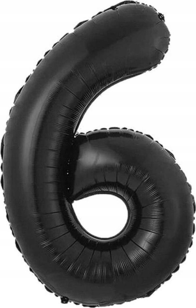 GoDan Balon foliowy B&C cyfra 6 matowa czarna 85 cm