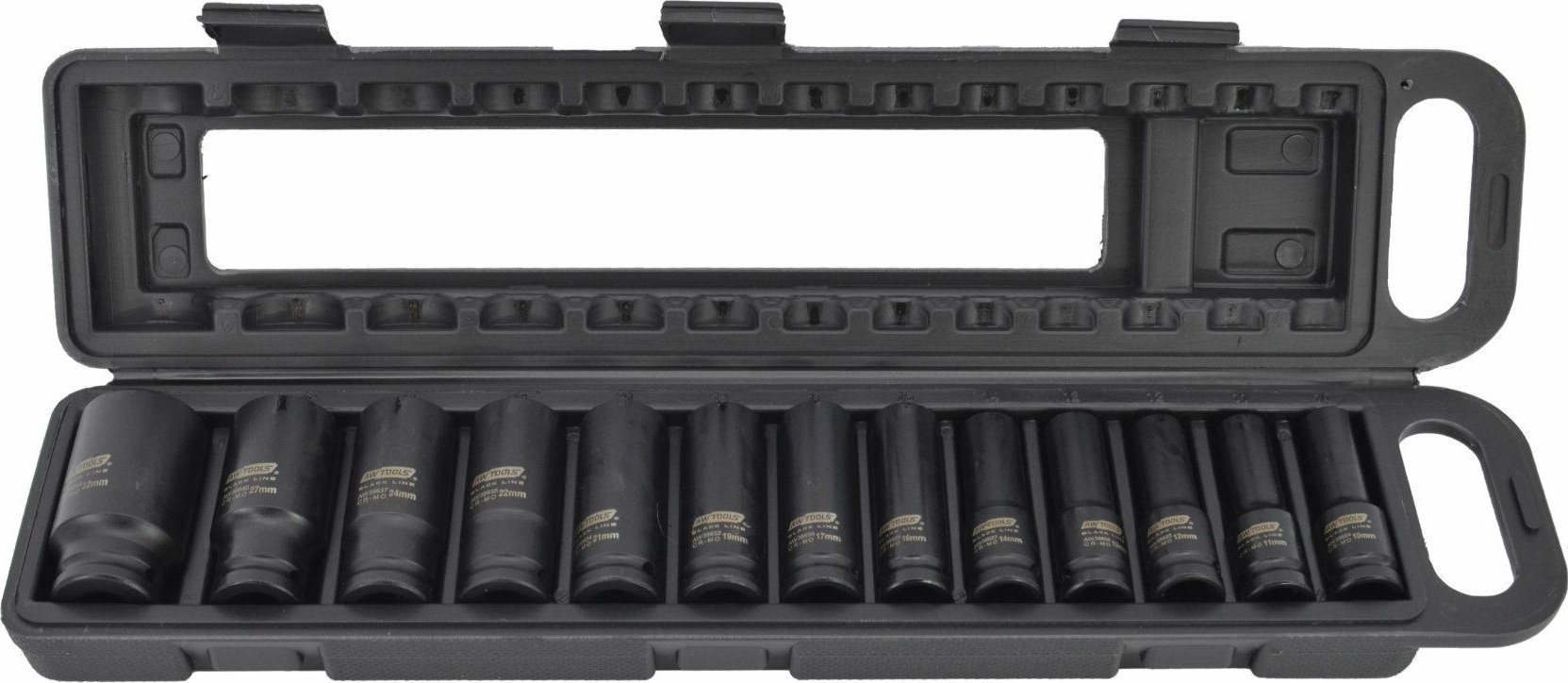 AWTools AWTOOLS ZESTAW NASADEK UDAROWYCH DŁUGICH 1/2" 13cz. 10-32mm BLACK LINE