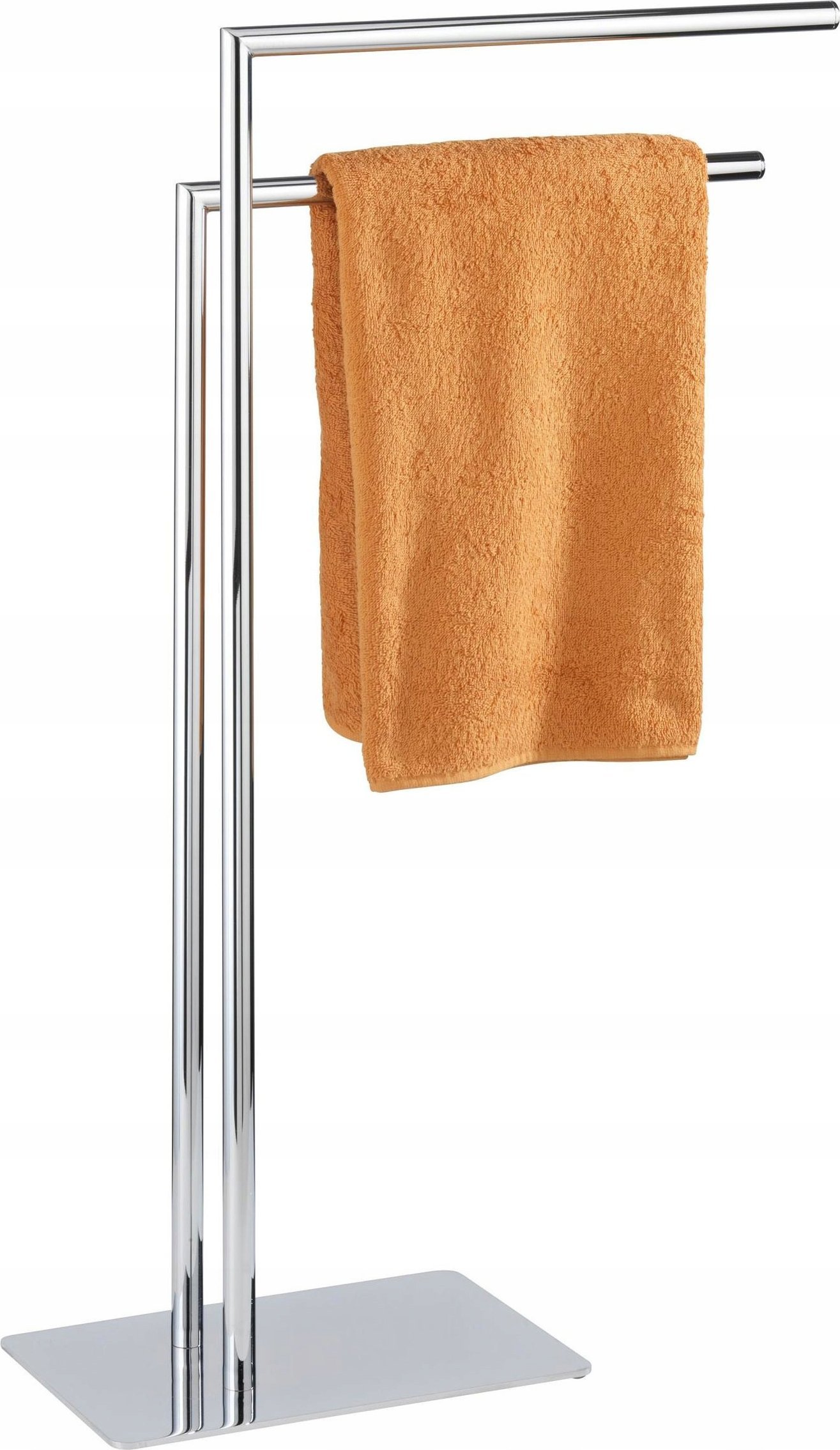 Wenko Wolnostojący wieszak/stojak łazienkowy na ręczniki Recco, chromowany, 2 ramiona, stabilna podstawa, gwarancja 3 lata, WENKO