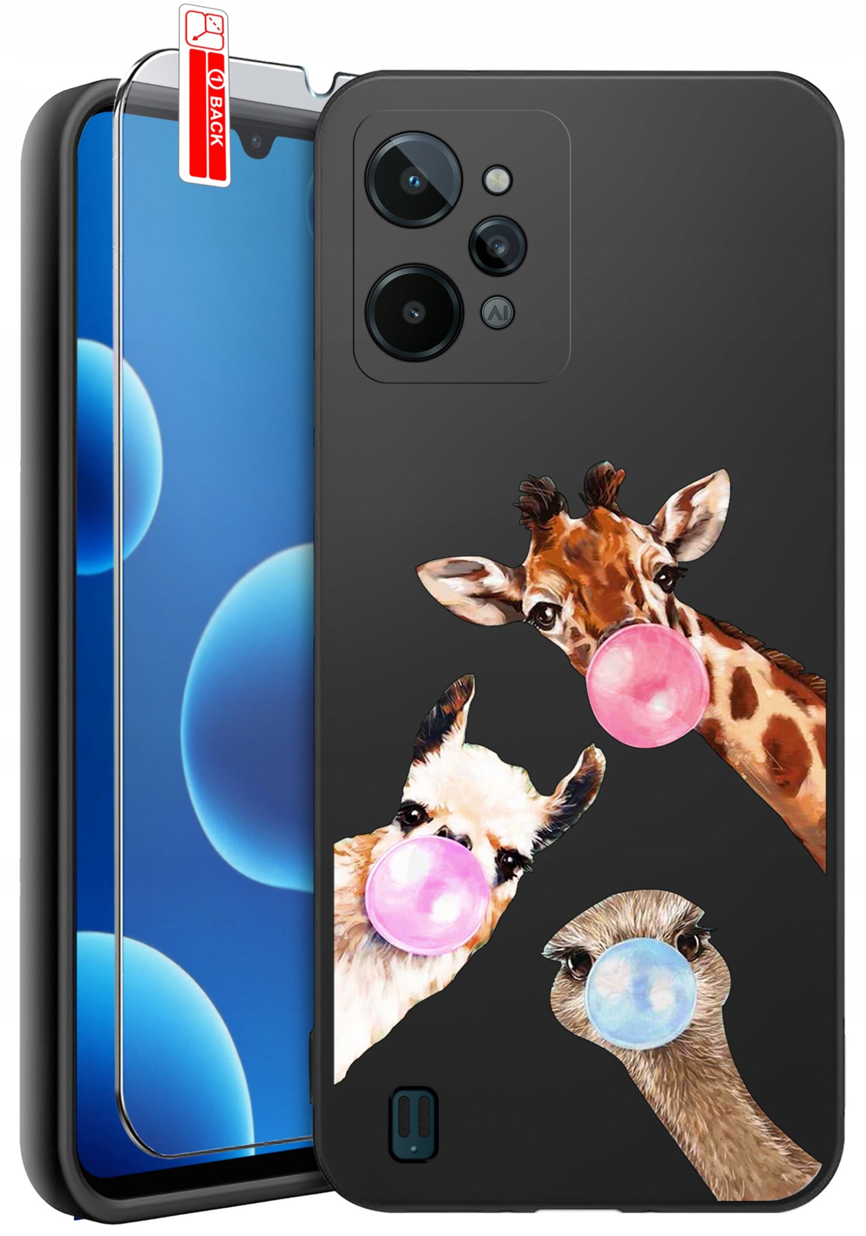 ETUI do Realme C31| WZORY | SILIKONOWE MATT CASE + SZKŁO 9H