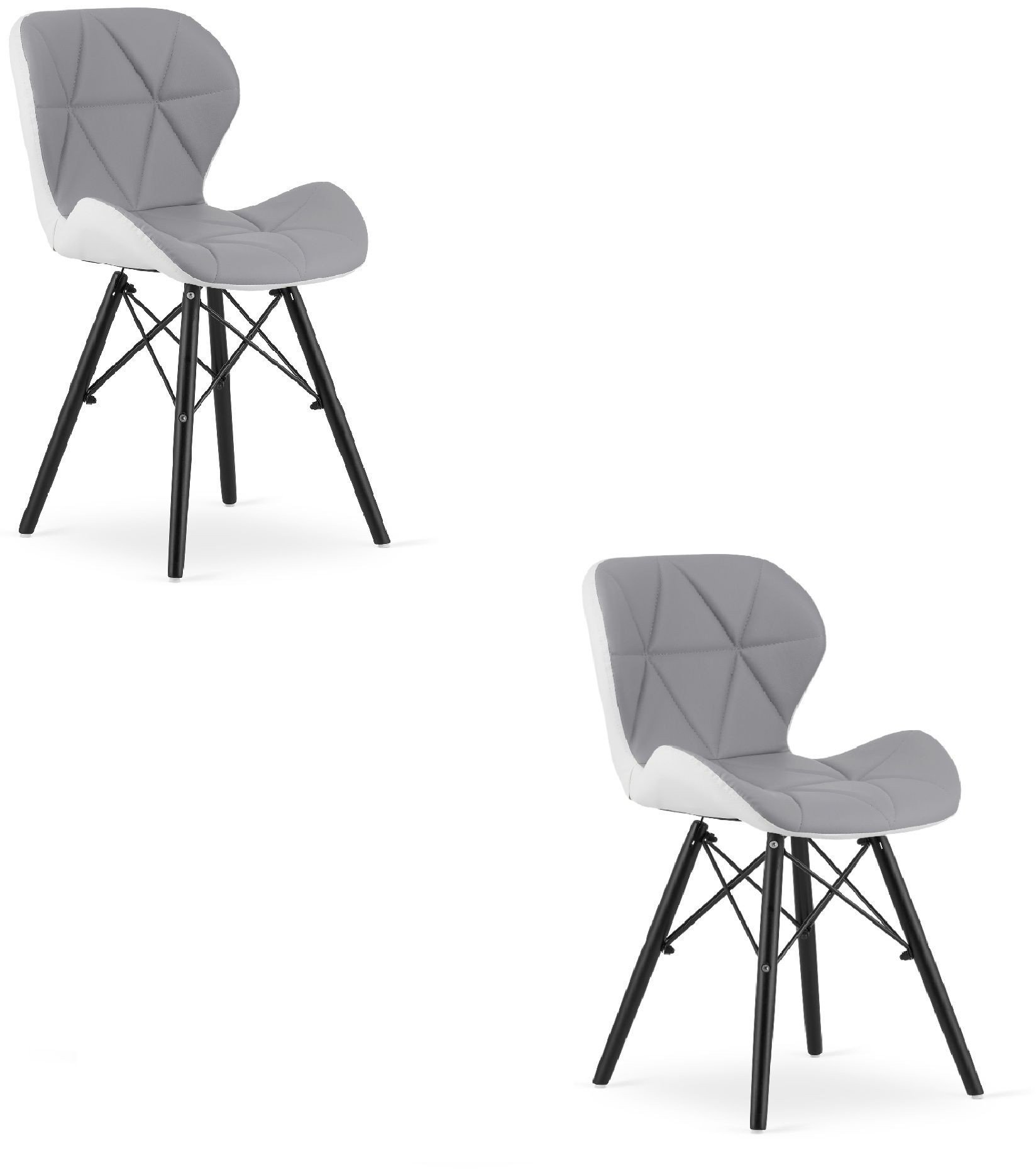 Krzesło tapicerowane szaro-białe LAGO 2 szt. ekoskóra czarne nogi