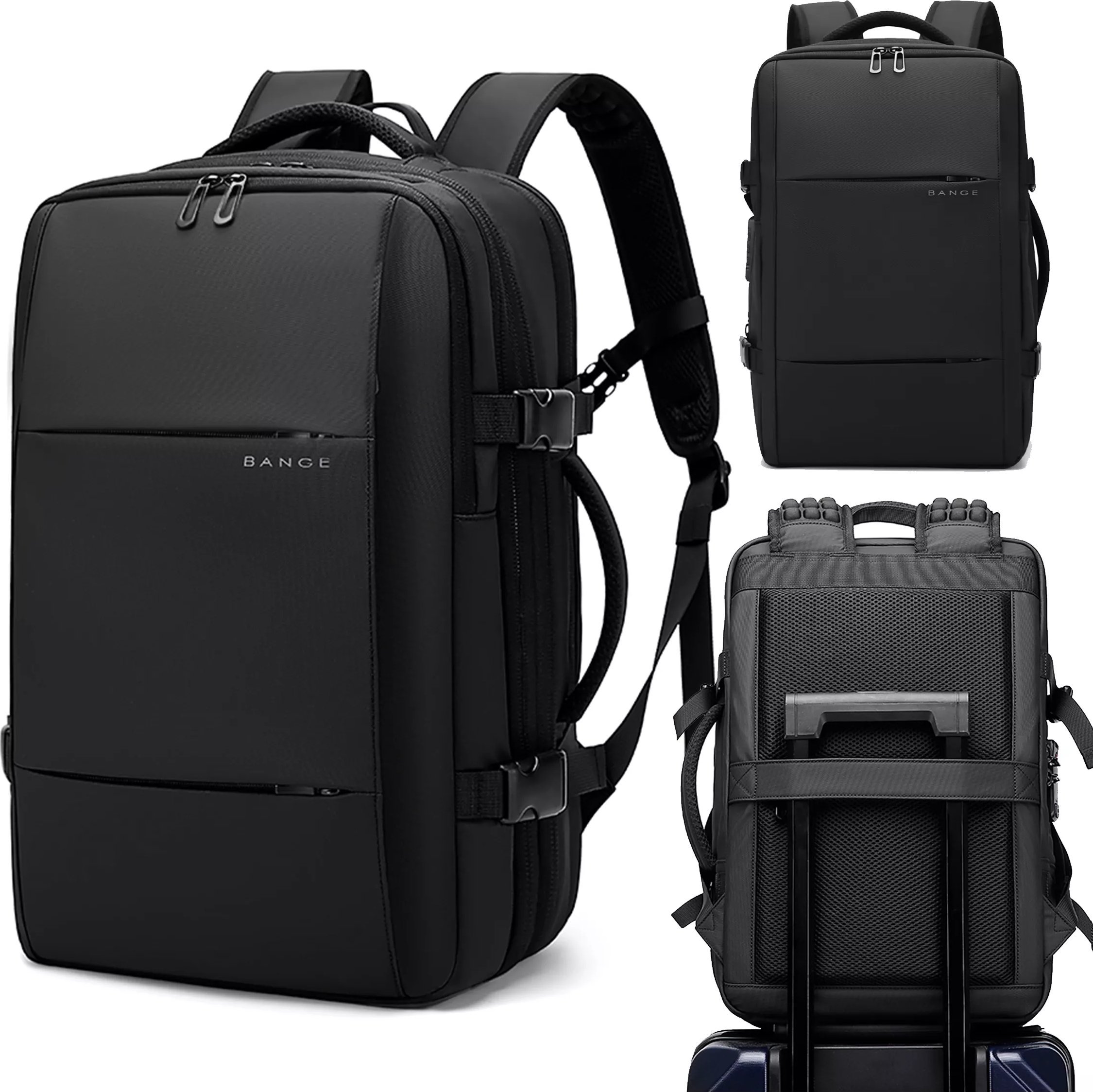 Pleacak wodoodporny Bange na laptopa miejski podróżny 46x30.5x20 cm z możliwością rozszerzenia do pracy samolotu męski damski z przegrodą próżniową +