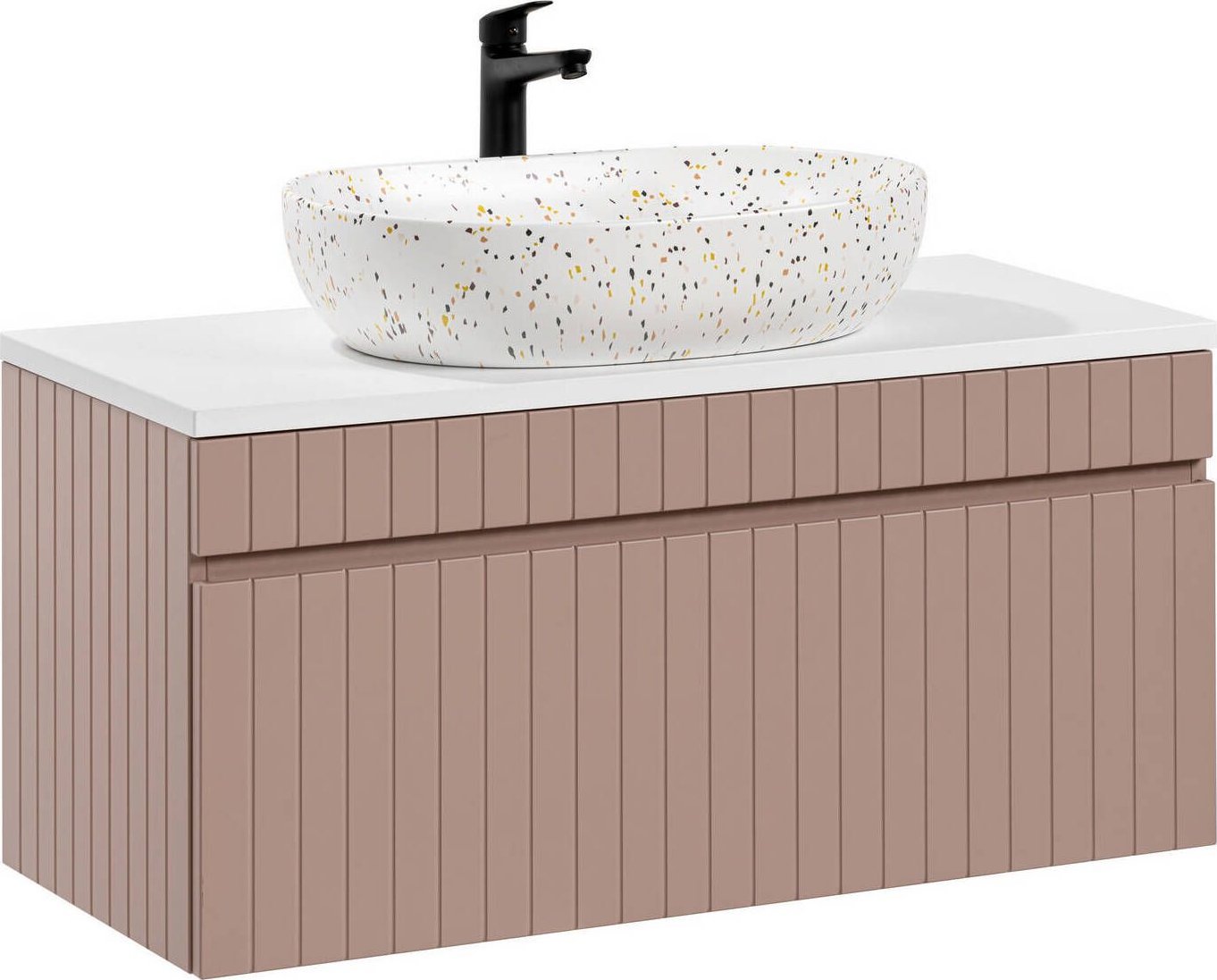 Comad Szafka łazienkowa z umywalką, Iconic, 100x46x46 cm, różowy, mat