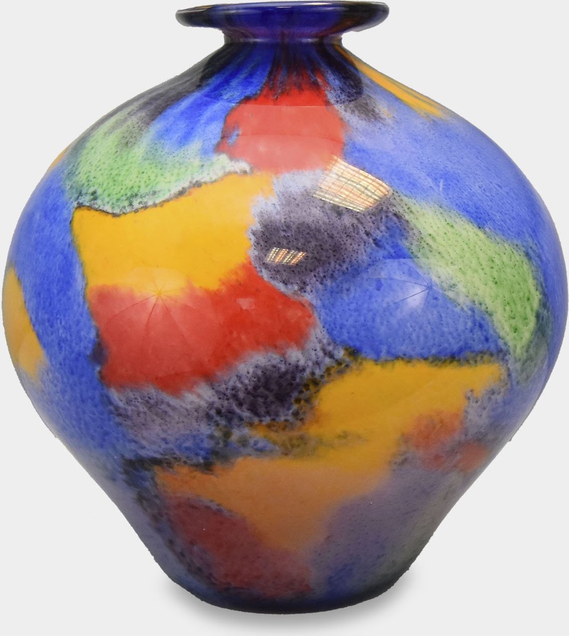 rzezbyzbrazu Wazon Szklany w Stylu Murano Pękaty Kolorowy Gąsior