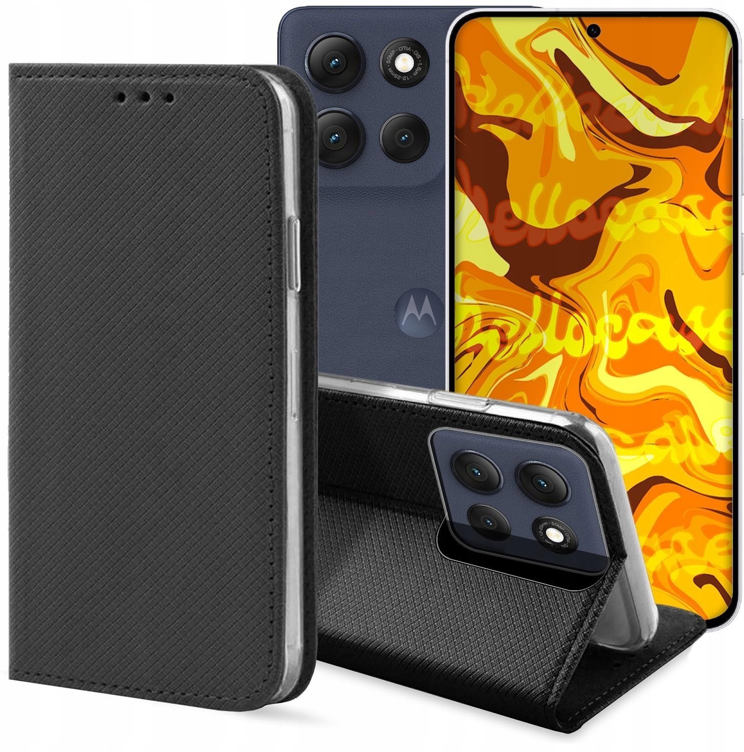 Etui z Klapką Do Motorola Moto G86 Power (Czarne, Zamykane, Magnetyczne)