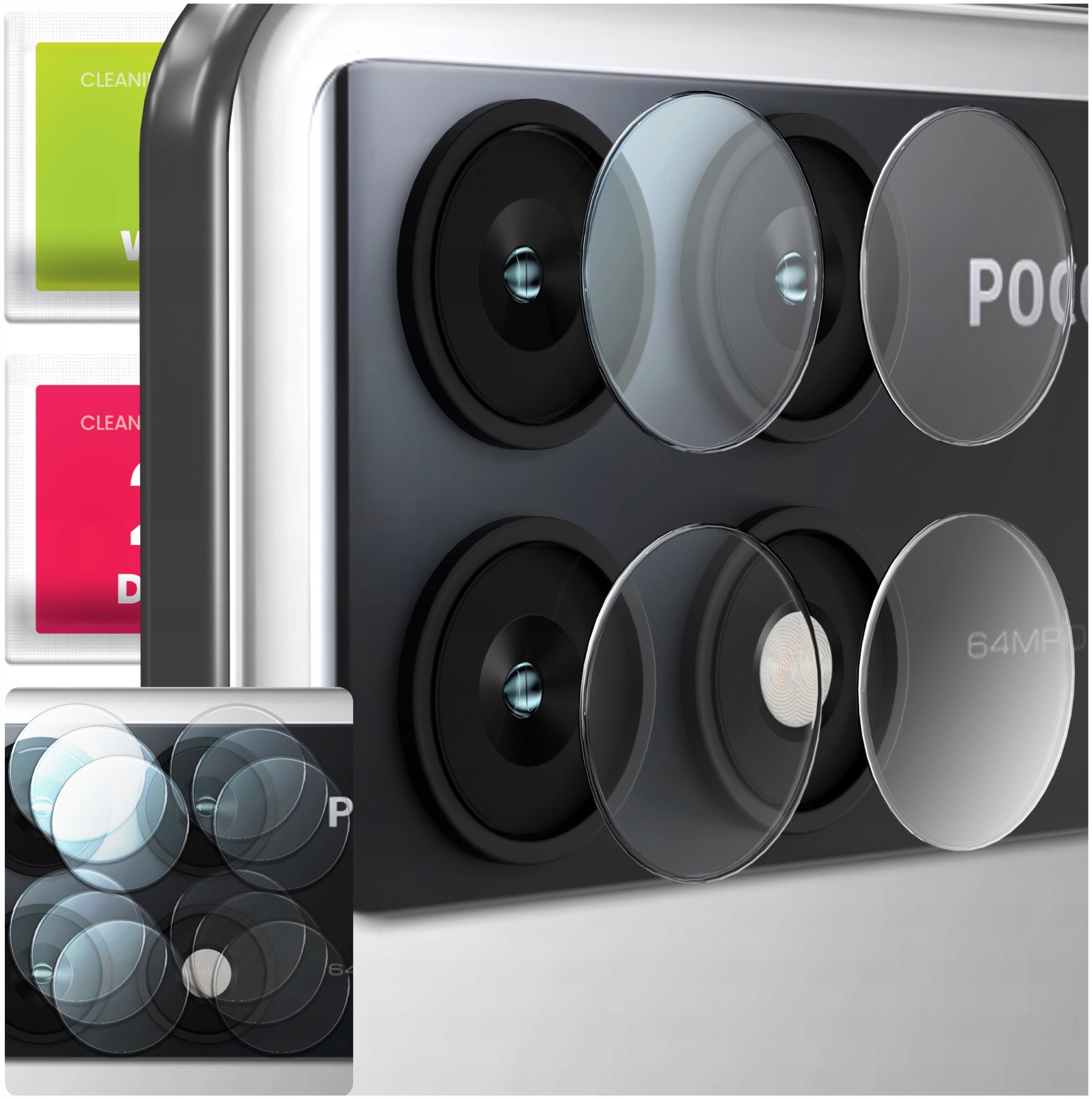 3-PAK Szkło Na Aparat Do Xiaomi Poco X6 Pro 5G (Hartowane, Na Obiektyw, 9H)