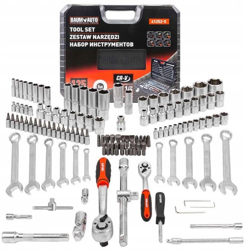 Zestaw narzędzi 1/2" i 1/4" 125el. (6-kątnych) (4-32mm)